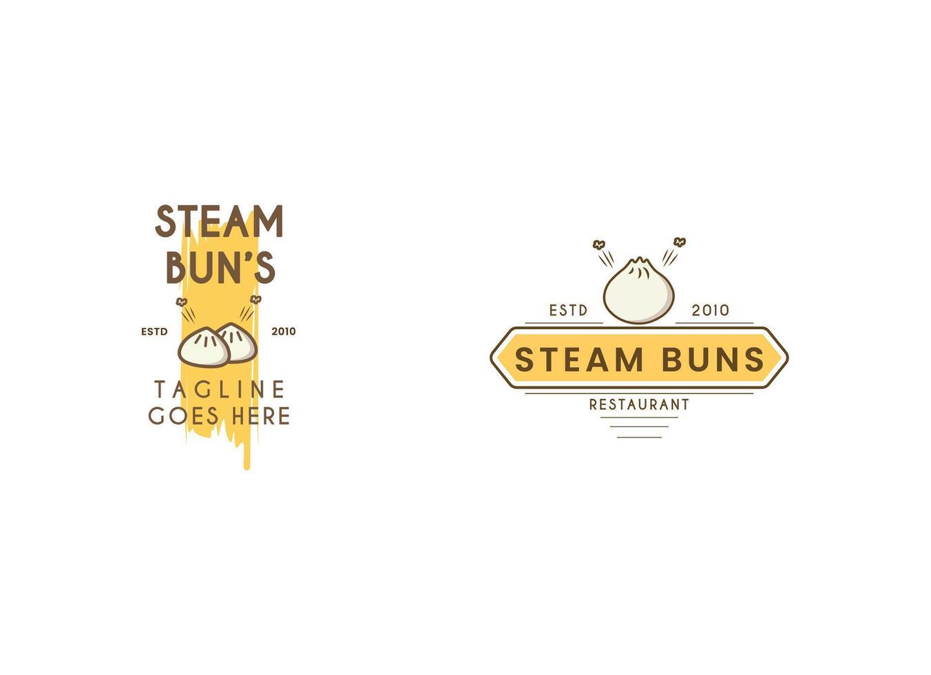 steamed buns restaurant badge and logo design vector