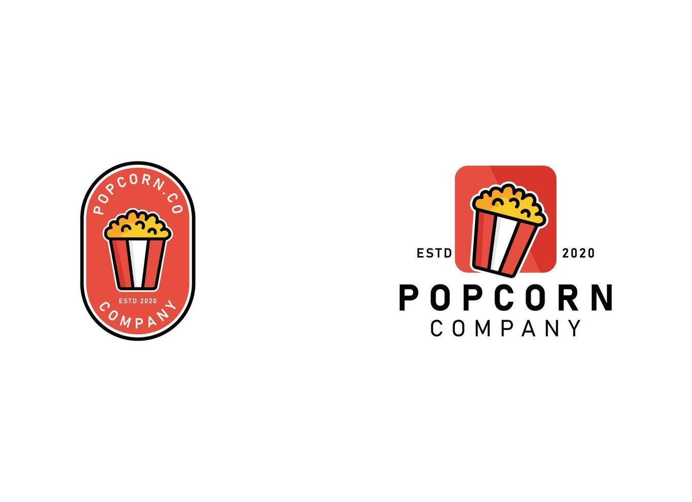 Popcorn logo, label, symbol or sign isolated on white background vector