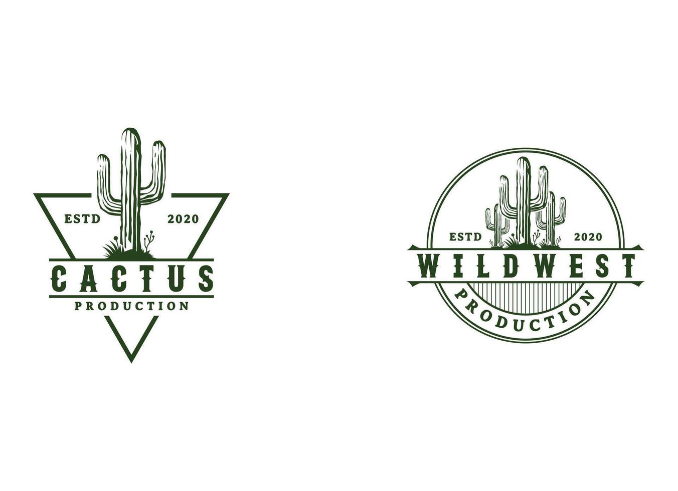 Wild cactus in the desert logo design vector