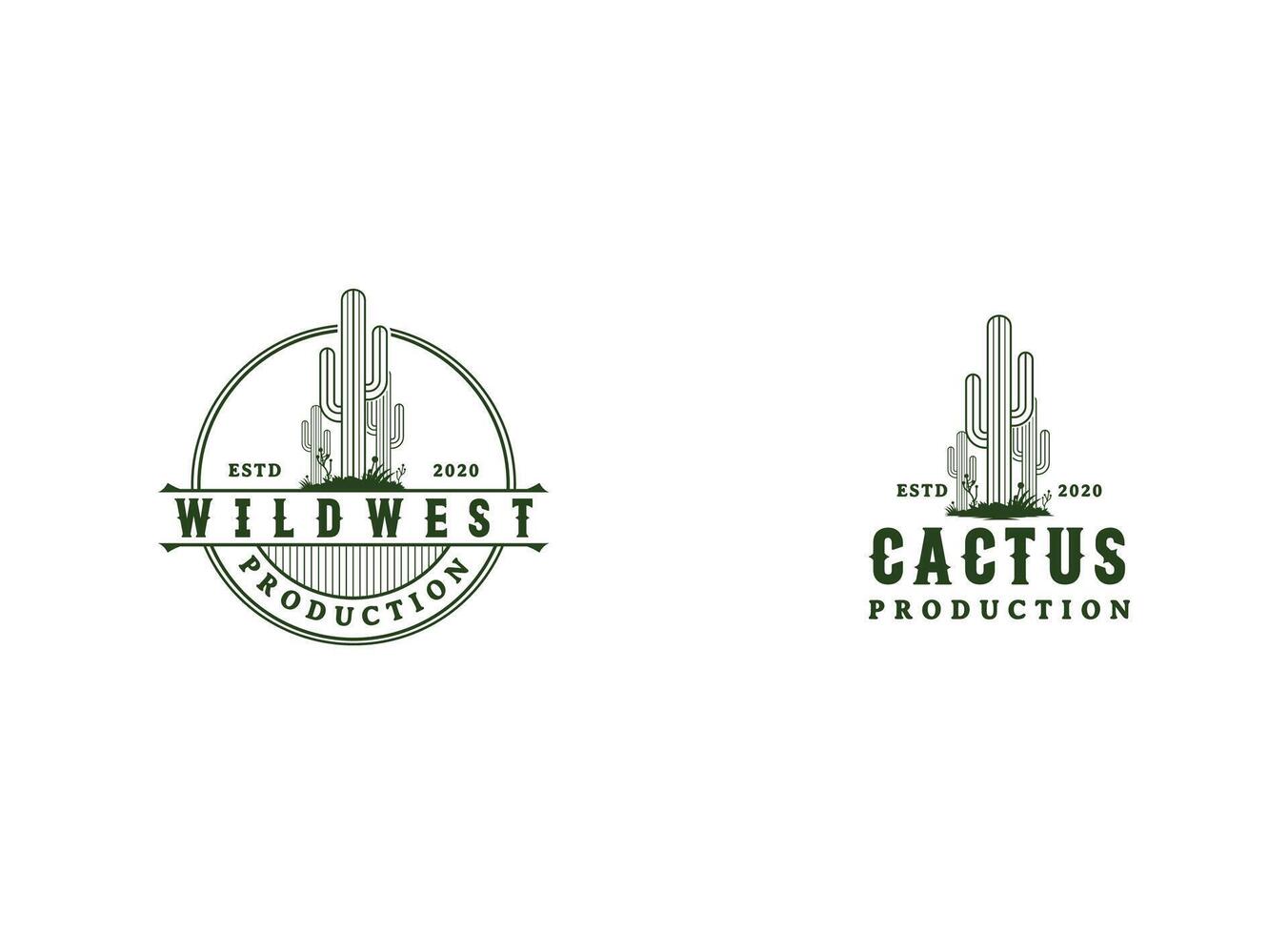 Vintage Cactus logo design. vector