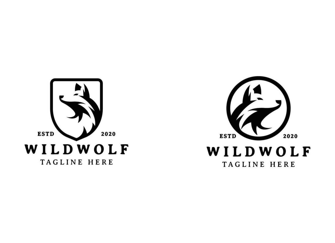 Black wolf head logo design vector