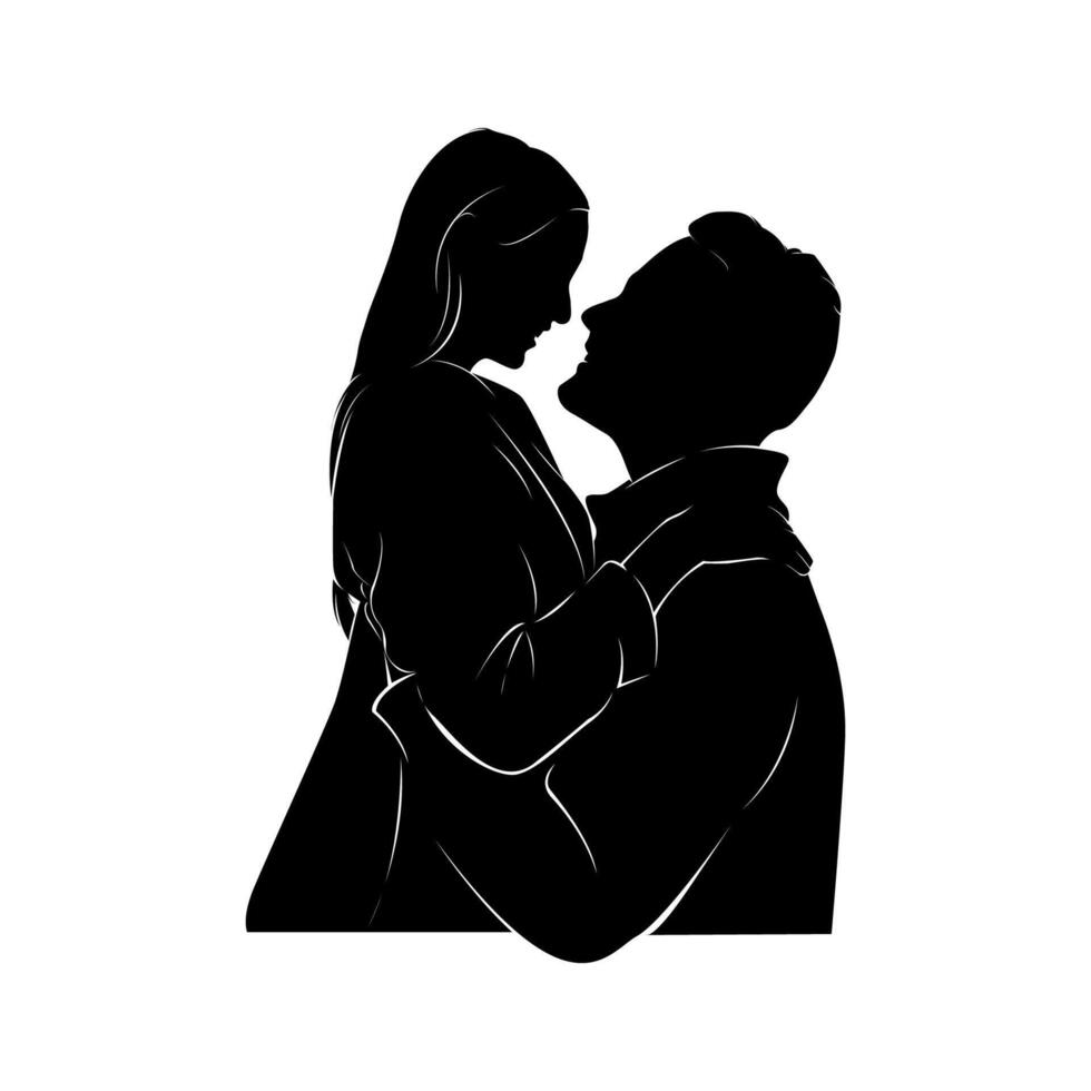 couple in minimalist silhouette vector