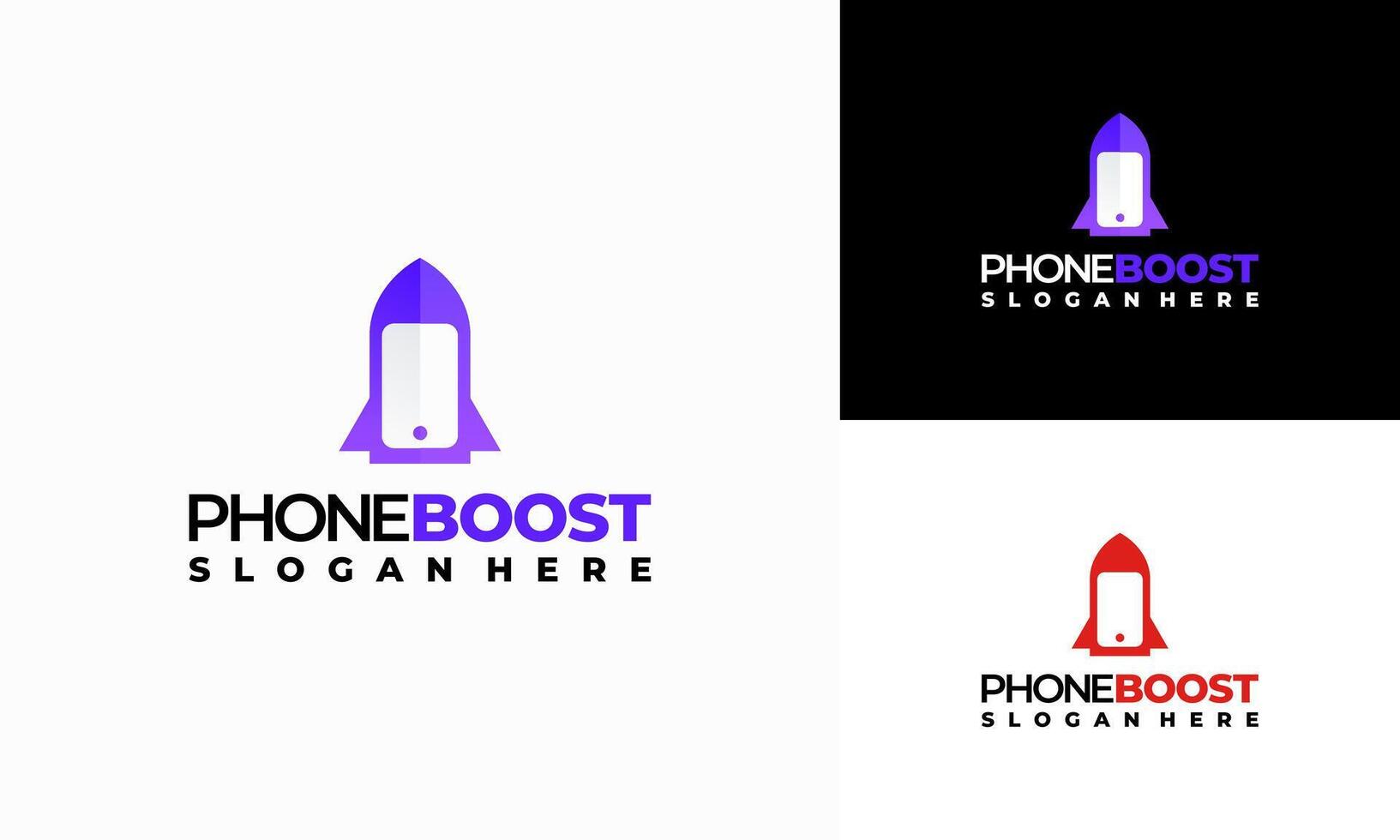 Modern Phone Booster logo with rocket symbol, Elegant Fast Phone logo template vector