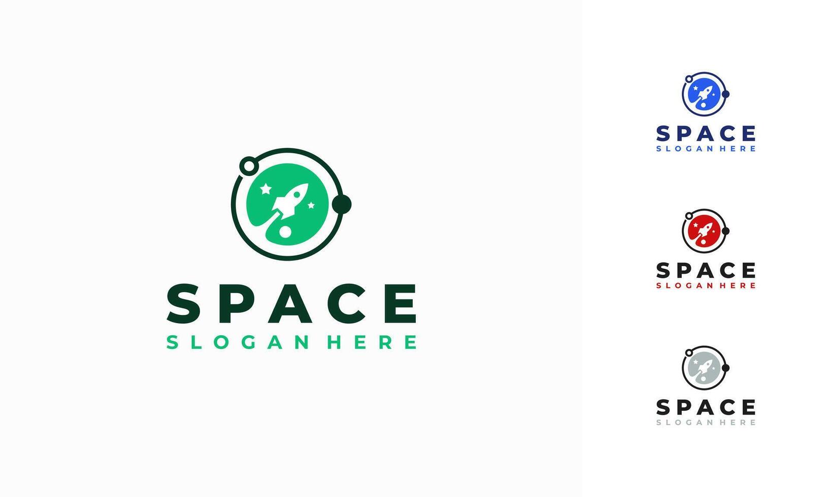 Spaceship Logo designs concept , Rocket with Planet logo designs icon template vector