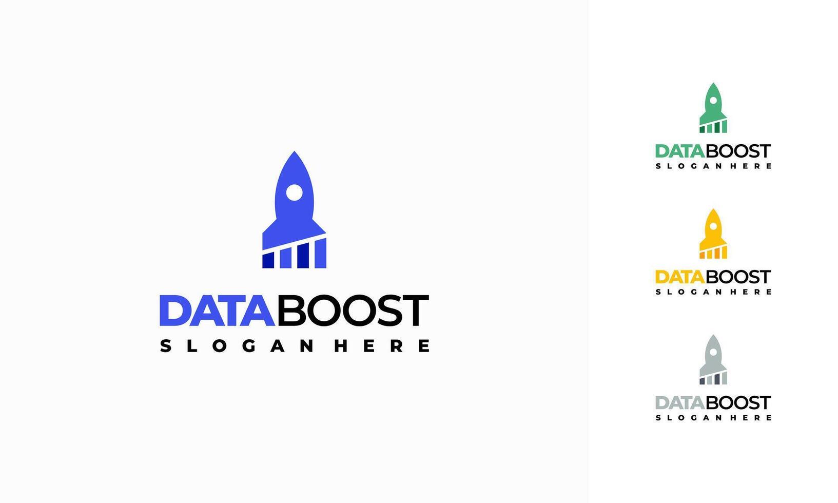 Data Boost Logo designs concept , Rocket and Graph Logo symbol icon vector