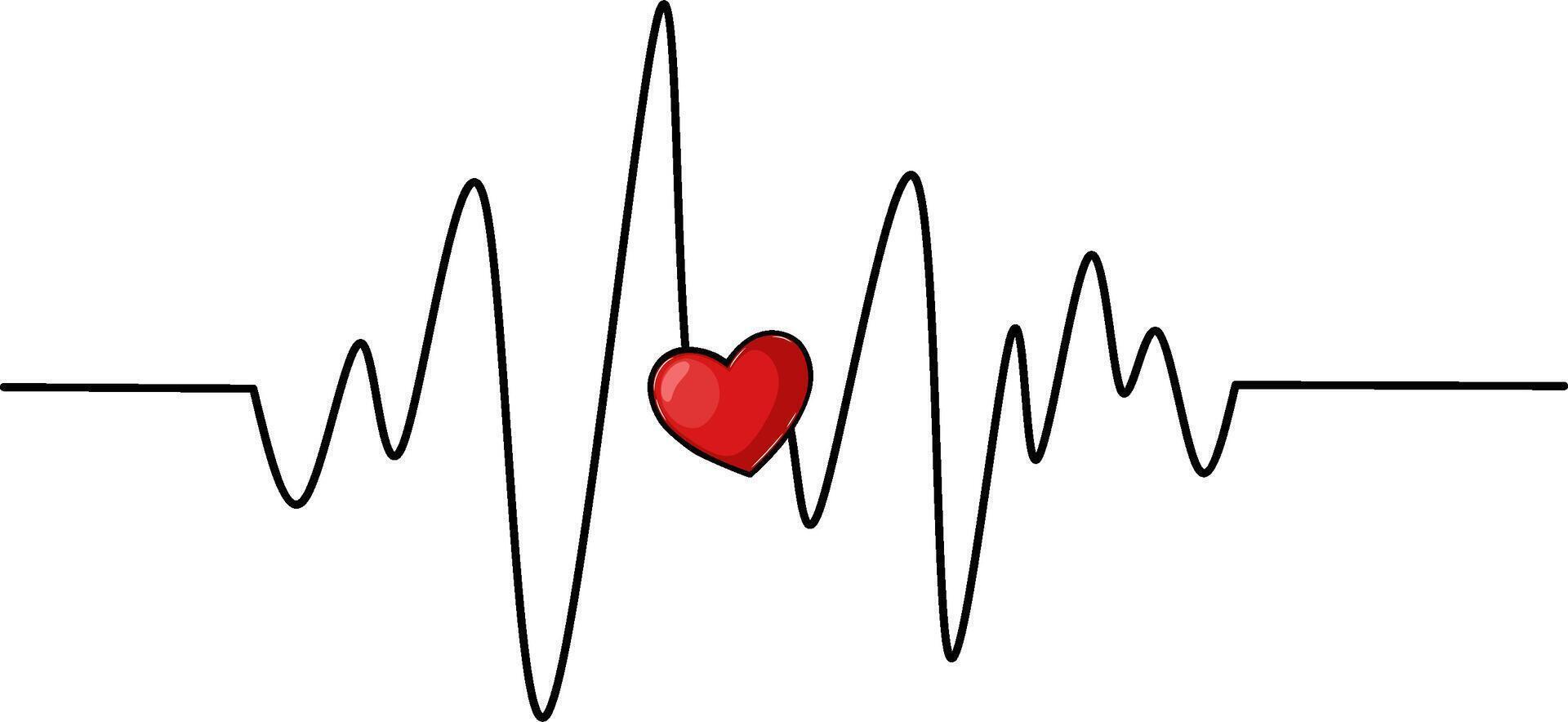 Heart Beat Pulse With Red Love vector