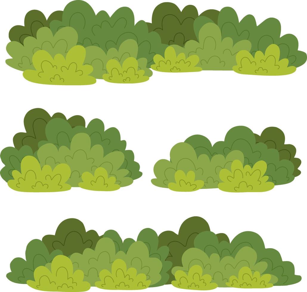 Simple Green Bushes Flat Illustration vector