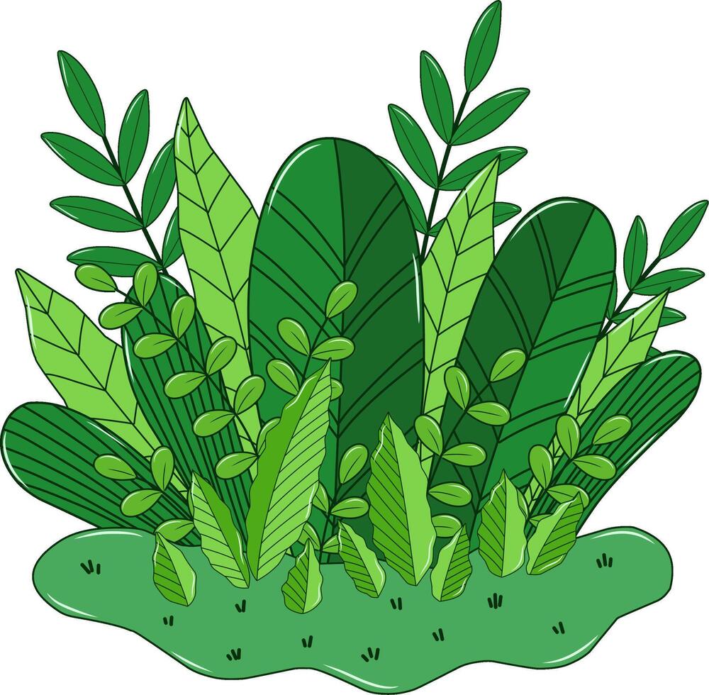 Green Bushes and Grass Flat Illustration on White Background vector