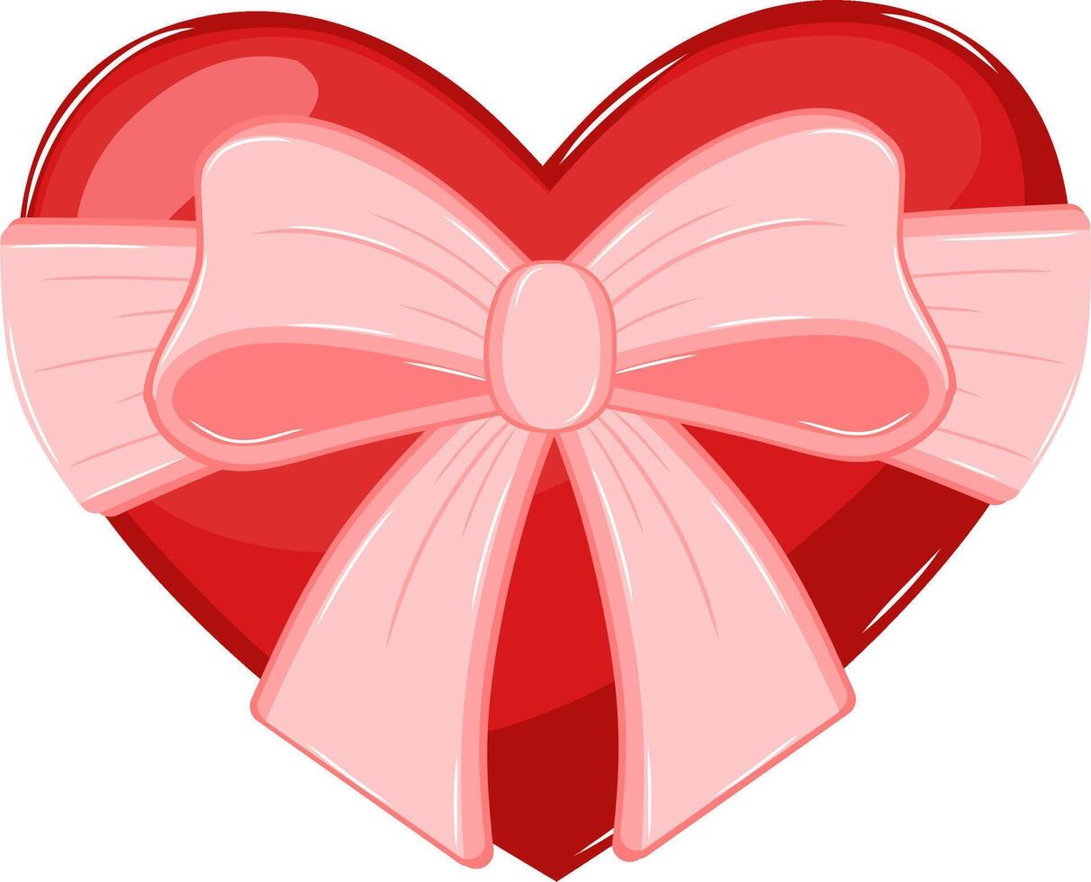 Red Heart Tied With Pink Ribbon vector