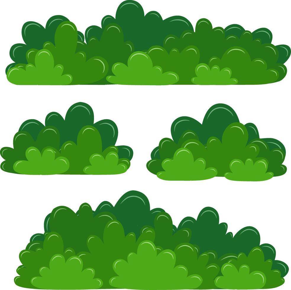 Green Grass Bushes Flat Illustration on White Background vector