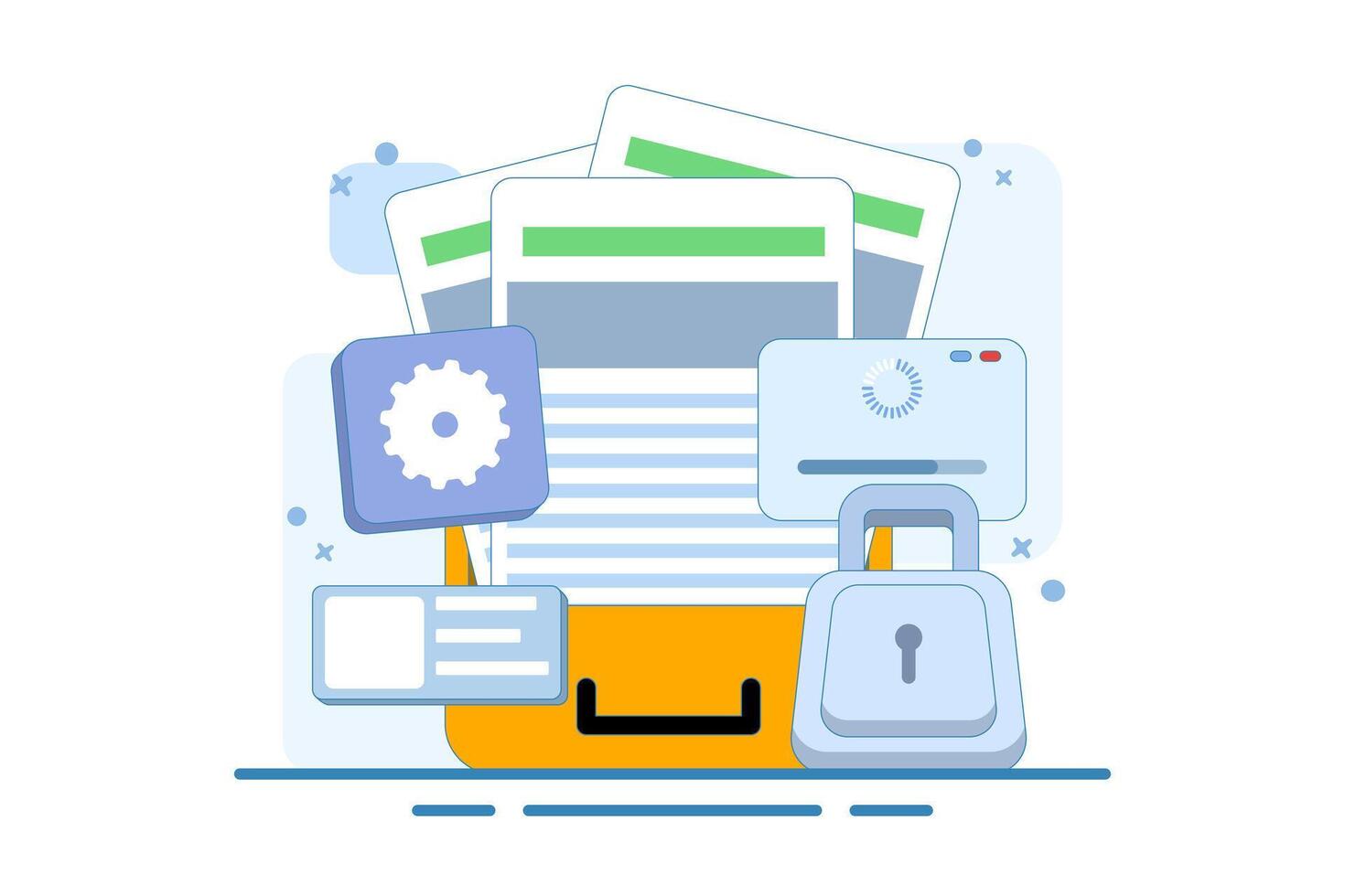 Personal data protection concept, Cyber security, Internet security or information privacy, Security and safety of personal information. Document cyber security. Password protection. Illustration. vector