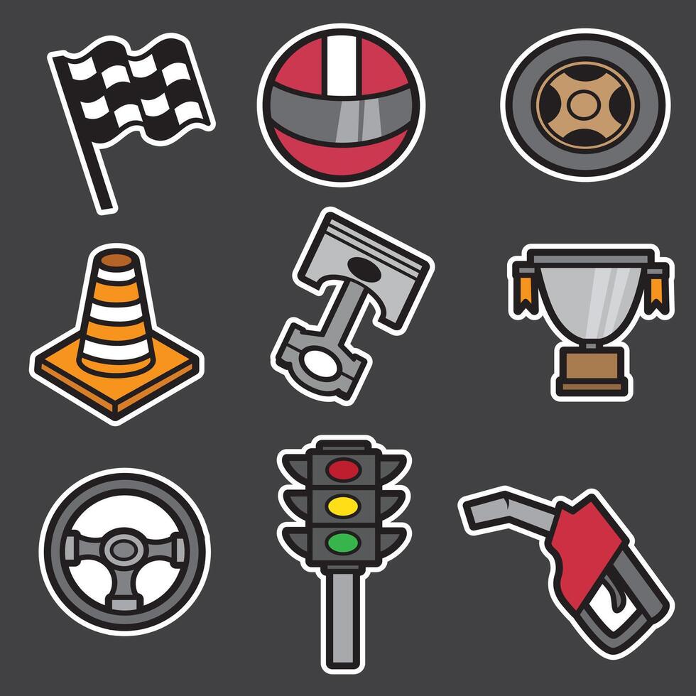 set of race good for sticker, element design, badge, pattern design, etc vector