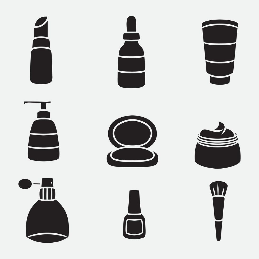 set of beauty icons good for symbol, logo, silhouette design, etc vector