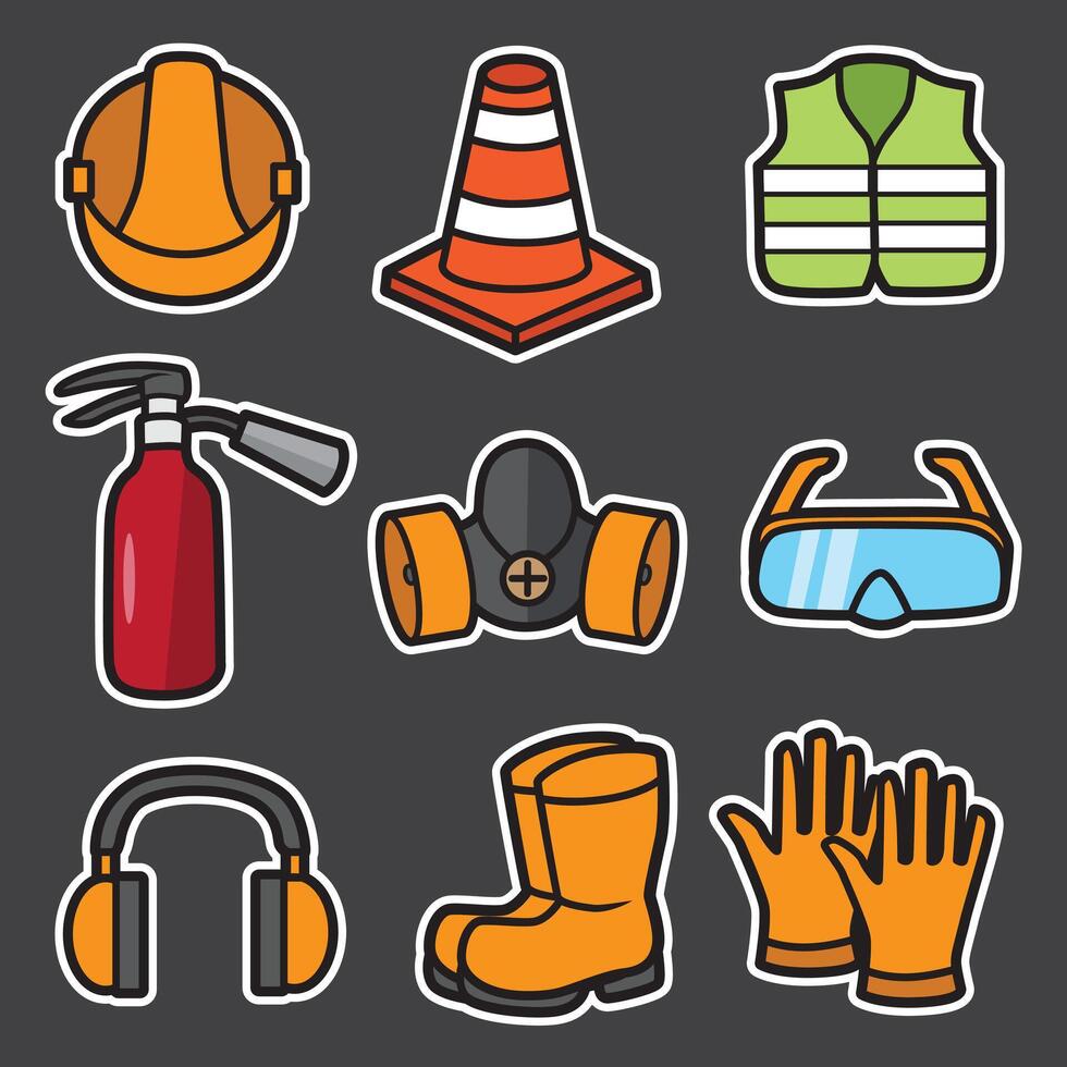 set of safety good for sticker, element design, icons, pattern design, education, etc vector