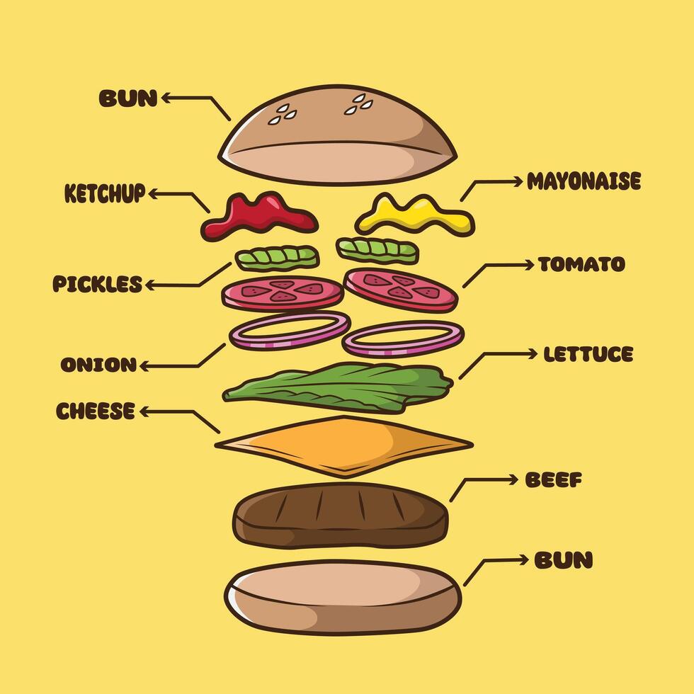 burger anatomy good for poster and advertisement vector