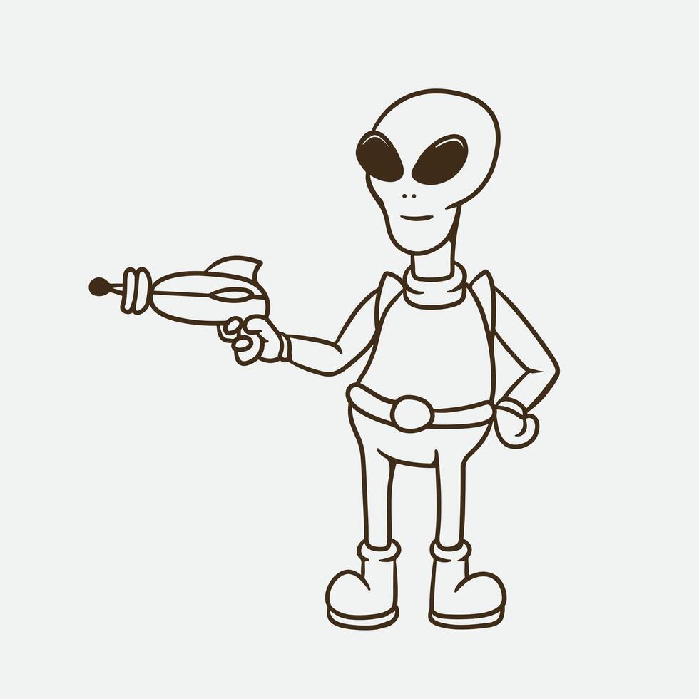 mascot alien good for coloring book, mascot design, element design, etc vector
