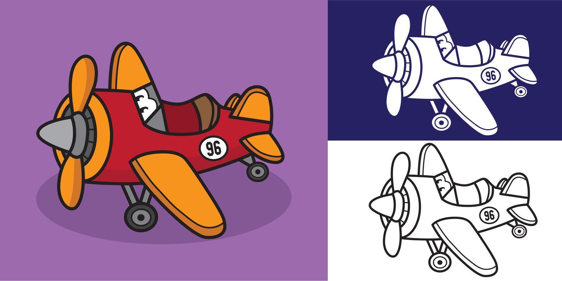 set of airplane cartoon good for sticker, mascot character, mascot transportation, coloring book, kids education, etc vector