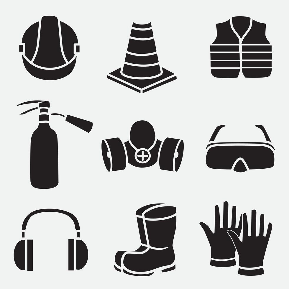 set of safety icons good for logo, sign, silhouette design, element design, etc vector