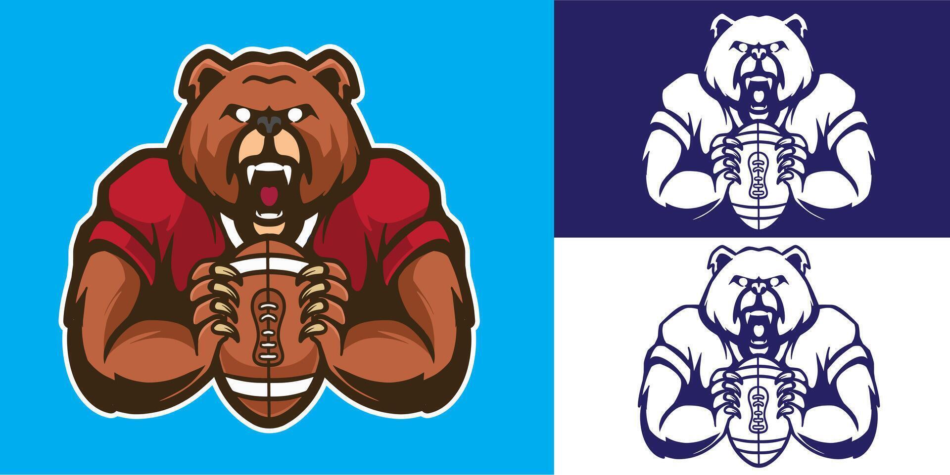 mascot bear american football good for logo, team, sticker, mascot design, brand design, etc vector