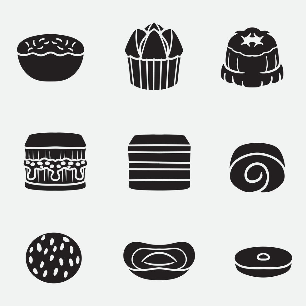 set of traditional cake icons from indonesia good for icons, symbol, element design, logo, etc vector