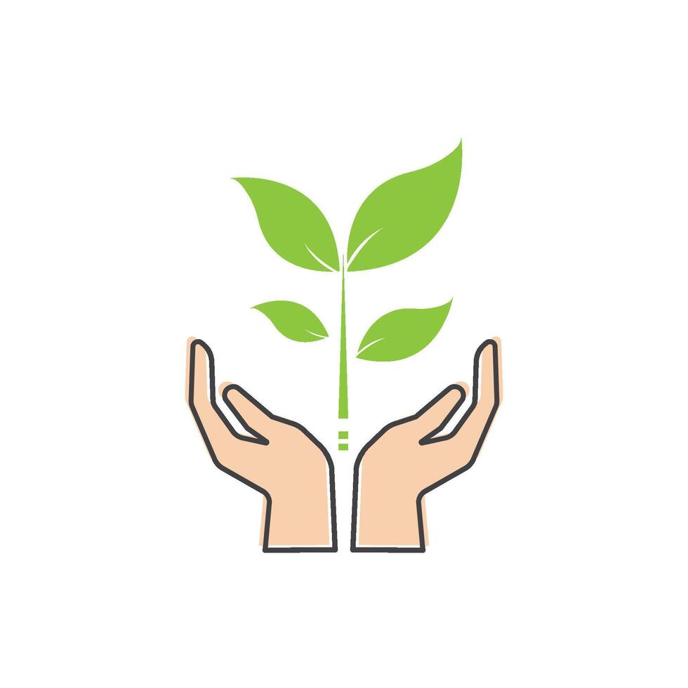 hand and leaf illustration vector