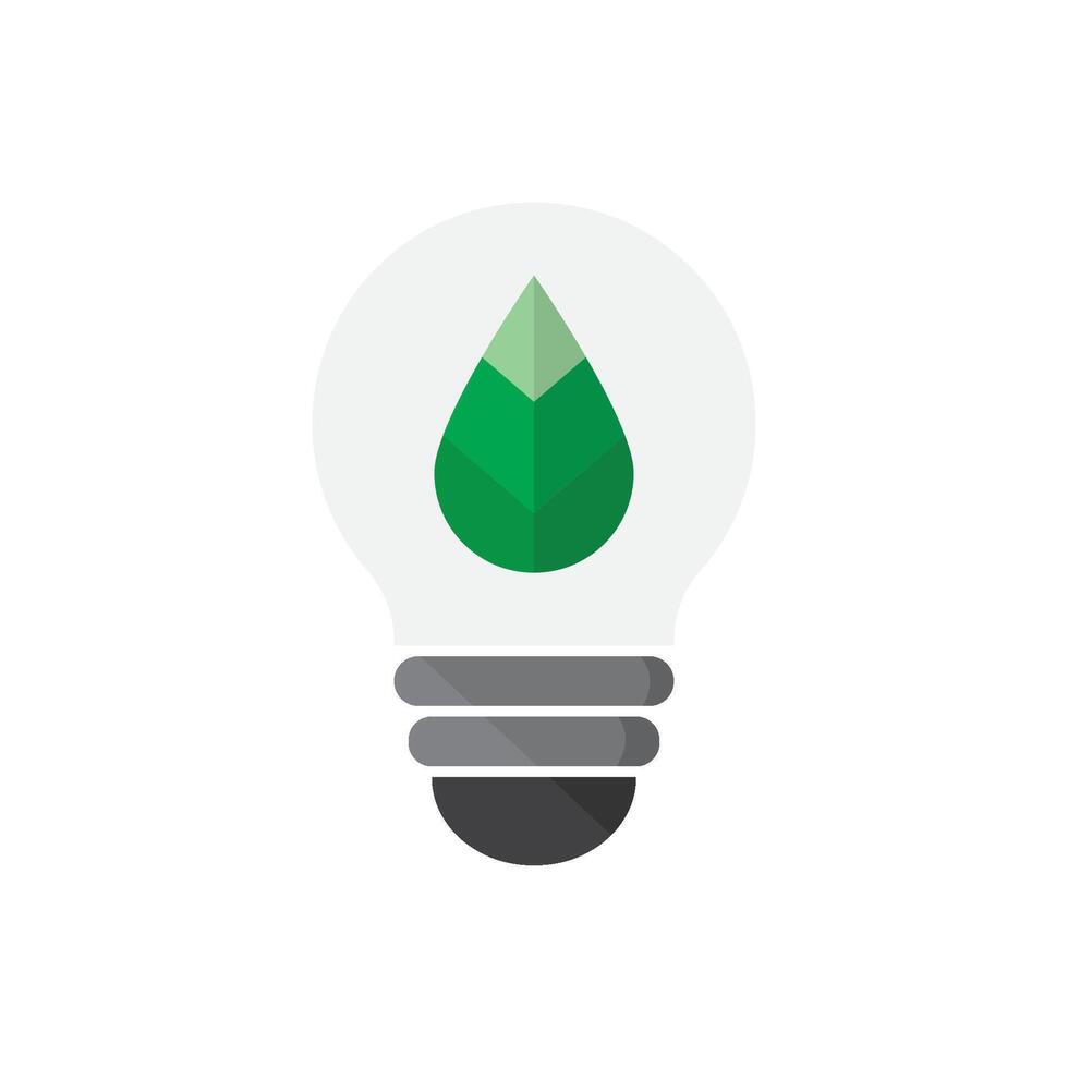Bulb and green leaf icon vector