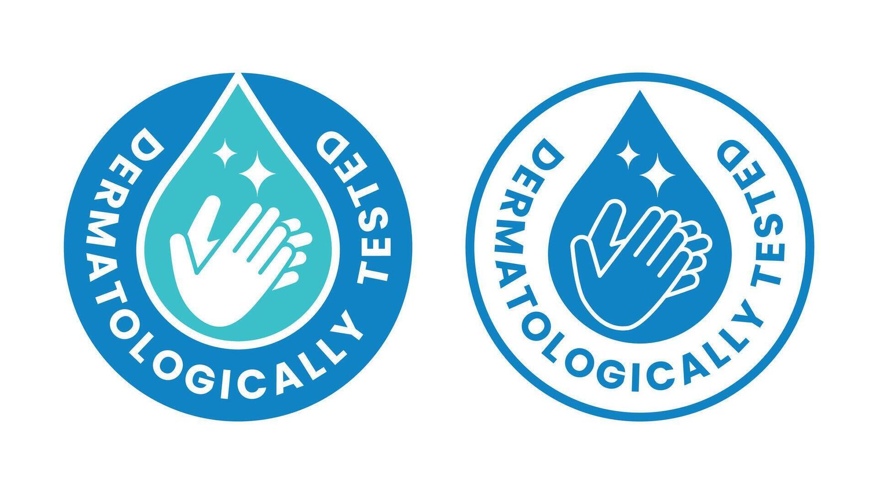 Dermatologically tested label logo. Dermatology test and dermatologist clinically proven icon for allergy free and healthy safe product package tag vector