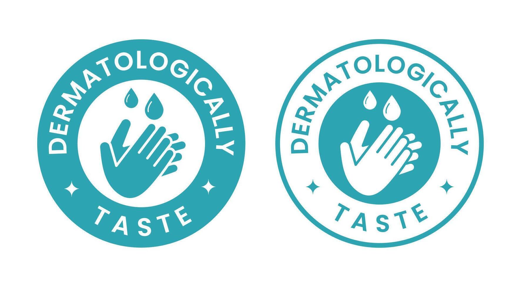 Dermatologically tested label logo. Dermatology test and dermatologist clinically proven icon for allergy free and healthy safe product package tag vector