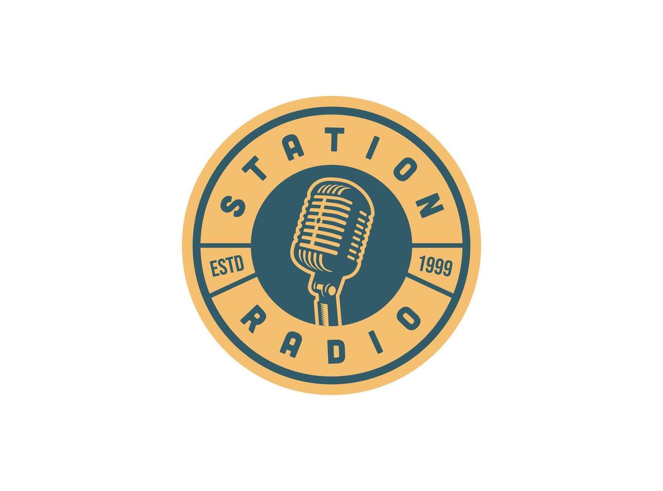 Karaoke music club, audio record studio, stand up, logo with retro old microphone. Vintage style logo. vector