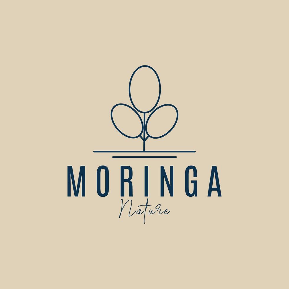 moringa leaf logo line art minimalist illustration template icon graphic design vector