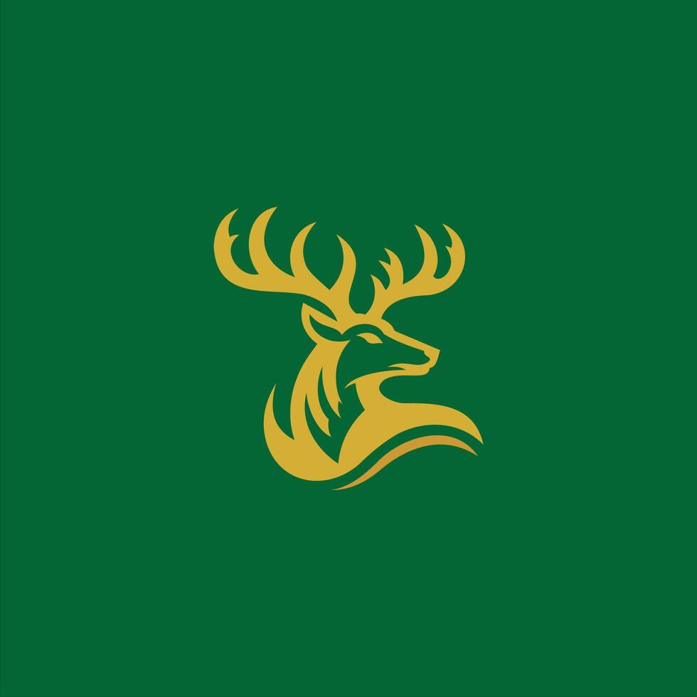 A striking golden silhouette of a deer proudly stands out against a lush green backdrop, capturing the essence of wilderness and elegance vector