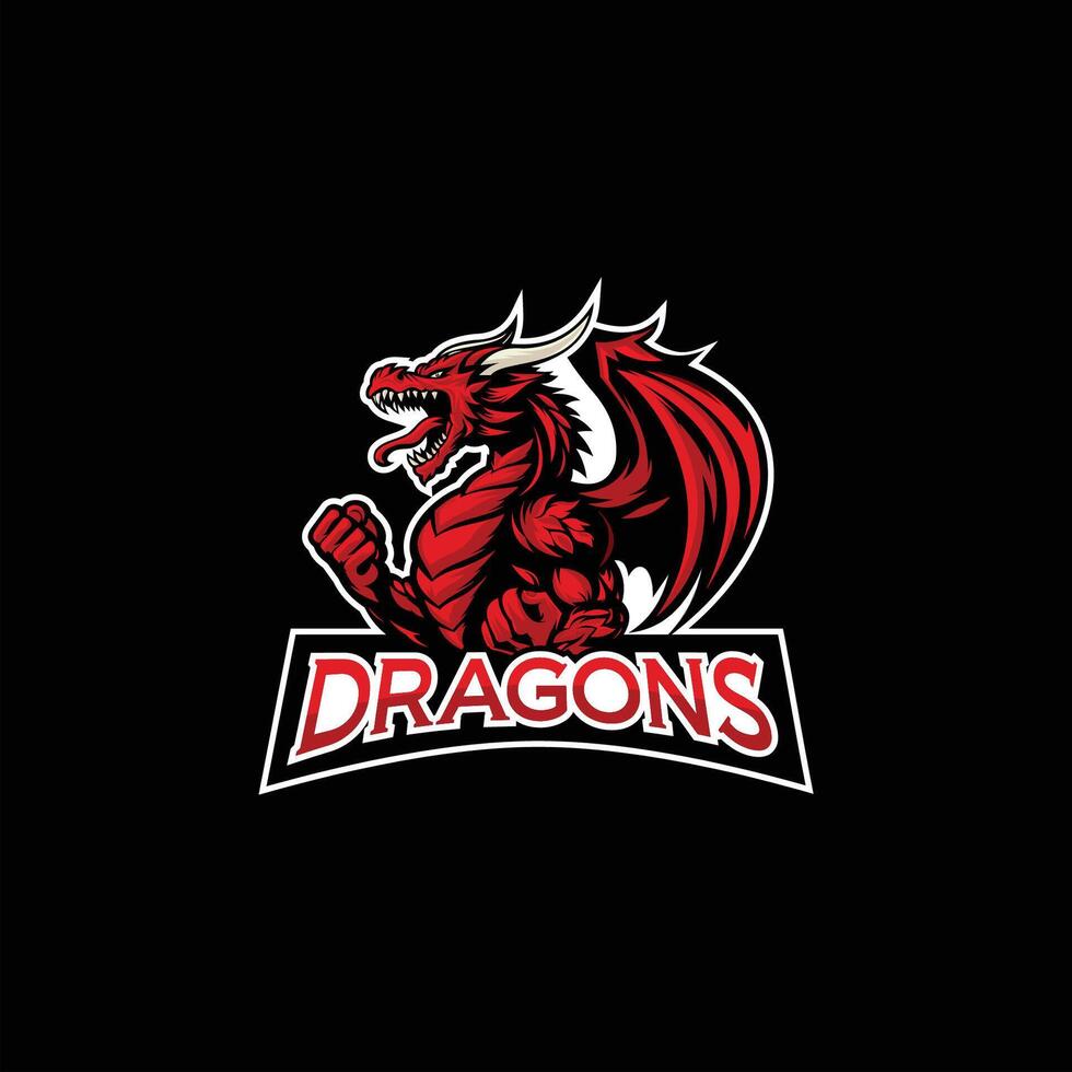 This striking dragon emblem embodies courage and determination, perfect for representing a sports team with pride vector