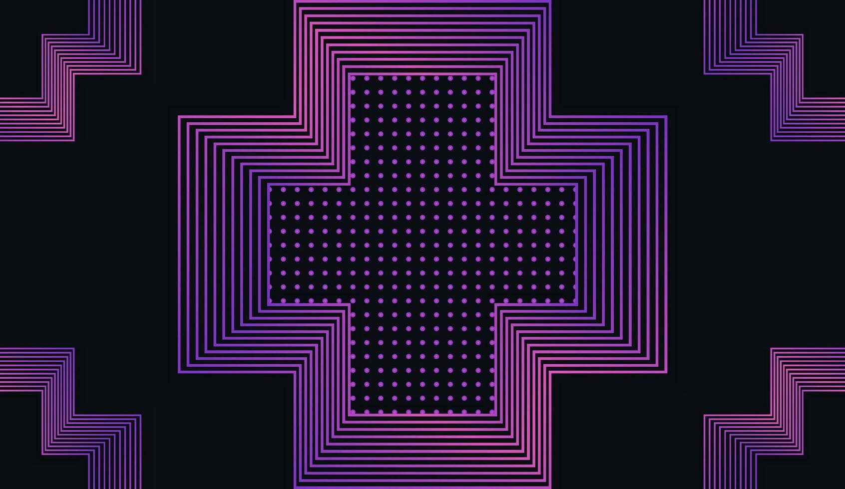 red cross medical business card. Dark modern geometric background with line and dot pattern. red cross with gradient pink to purple colors vector