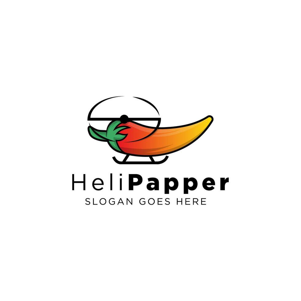 helicopter and chili logo template. gradient red to orange color. vector