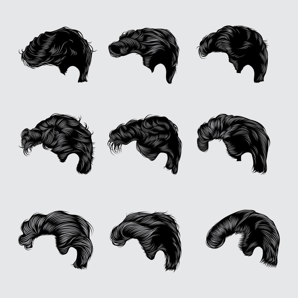 Set of retro hair style from the side vector