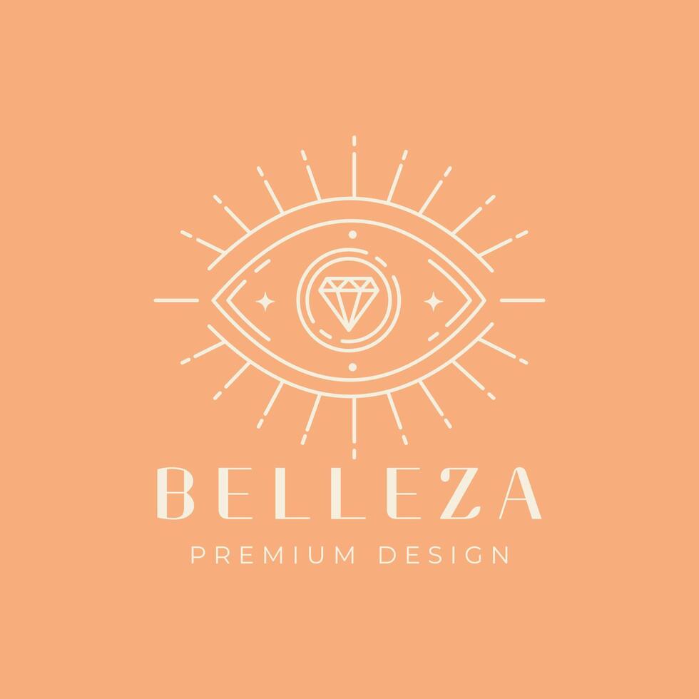 magic eye logo mythology line retro symbol illustration design template vector