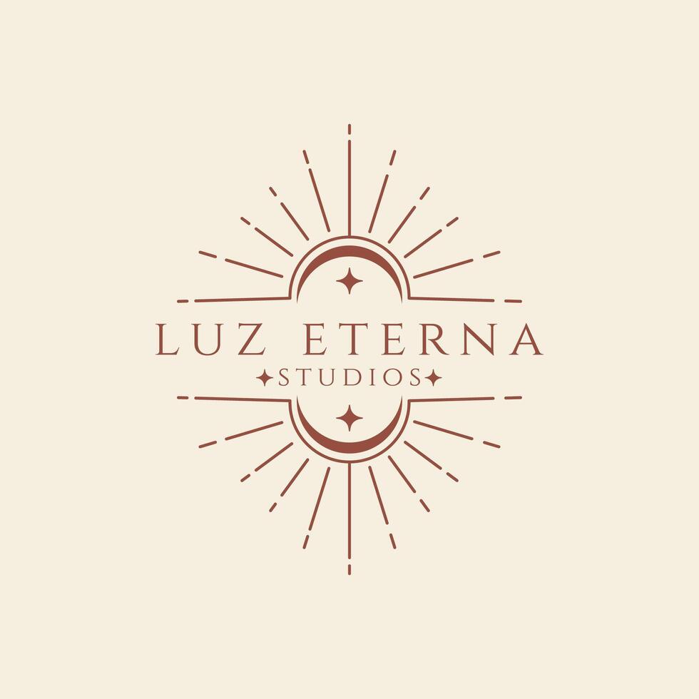 logo bohemian sunburst mythology retro symbol illustration design template vector