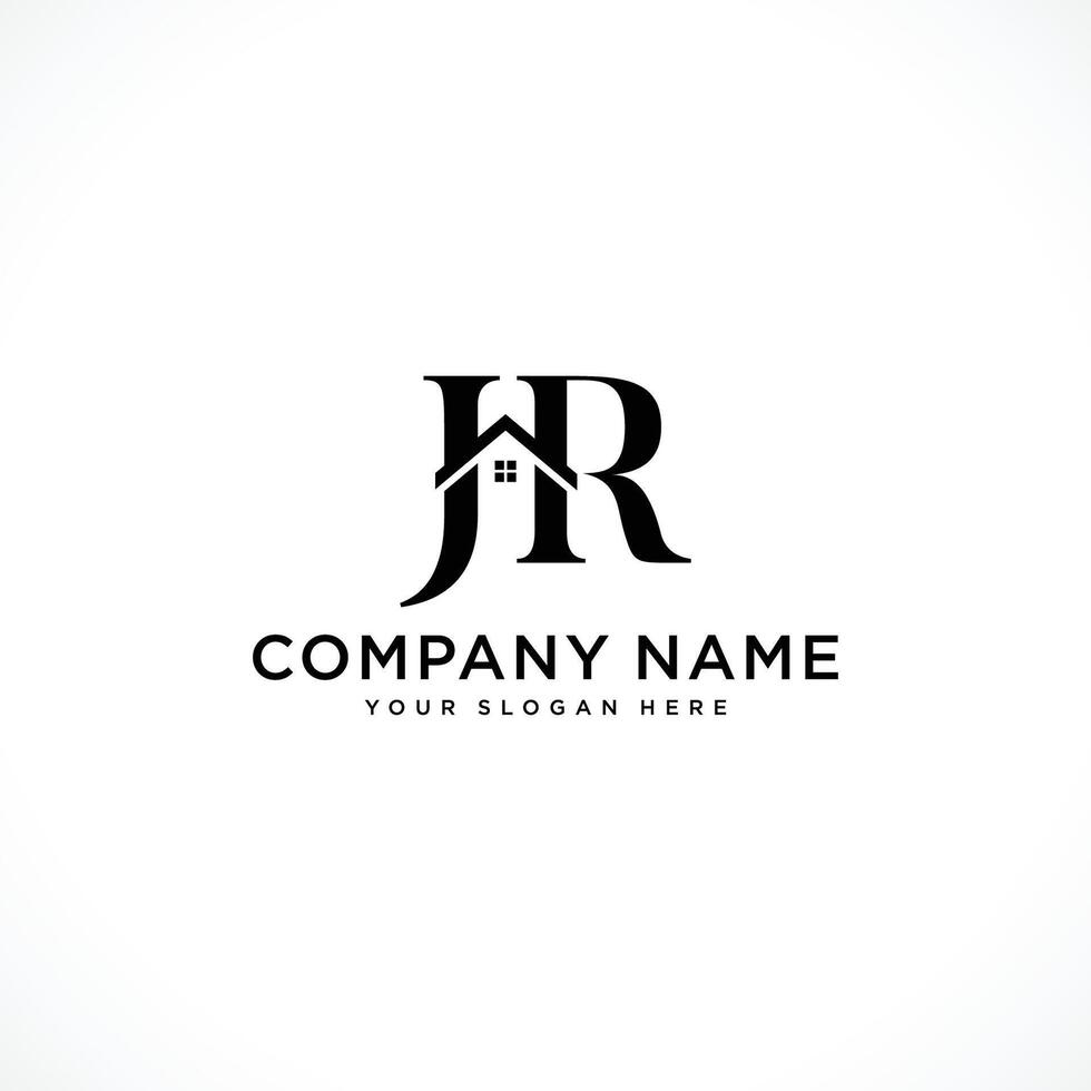 Letter JR with roof, simple logo icon design vector