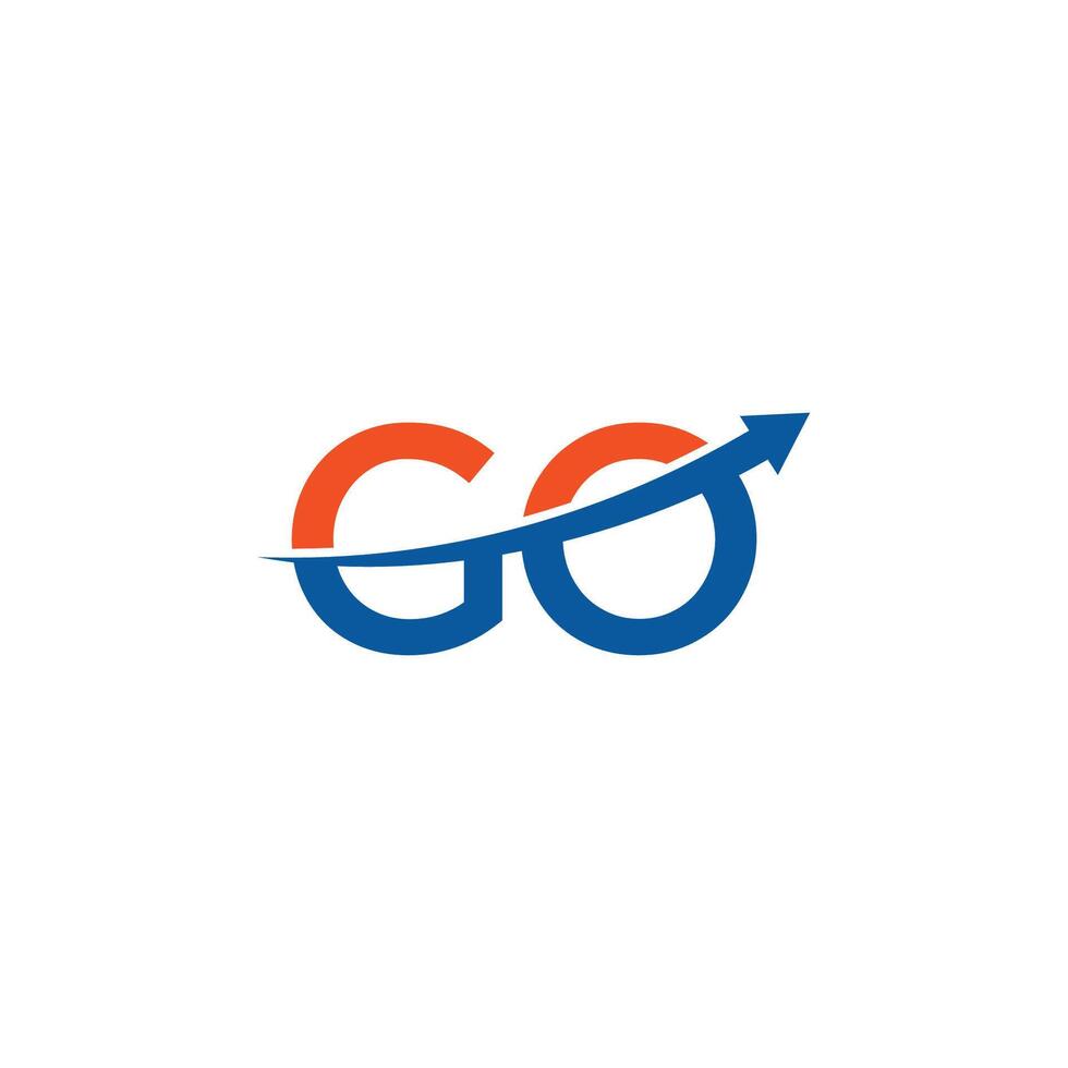 Initial GO letter, GO logo with arrow, illustration vector