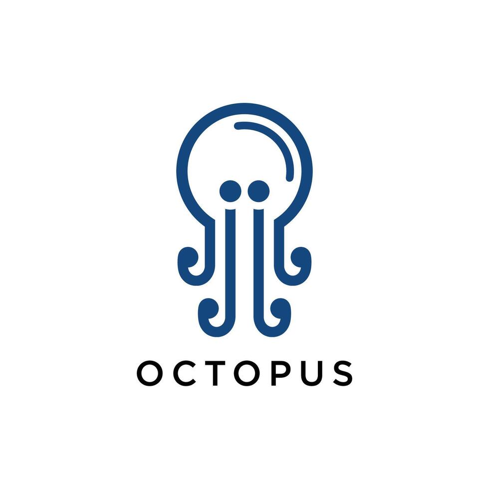 Octopus Logo, Simple Octopus Logo Design, Isolated on White Background. illustration vector