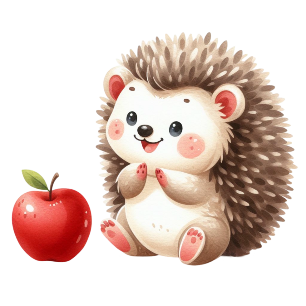 A hedgehog and an apple png