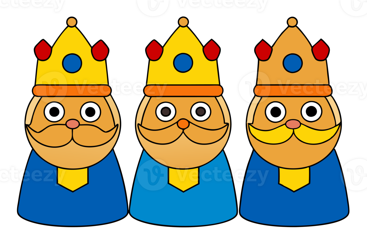 The Three Wise Men figures are shown with golden crowns and blue cutouts png