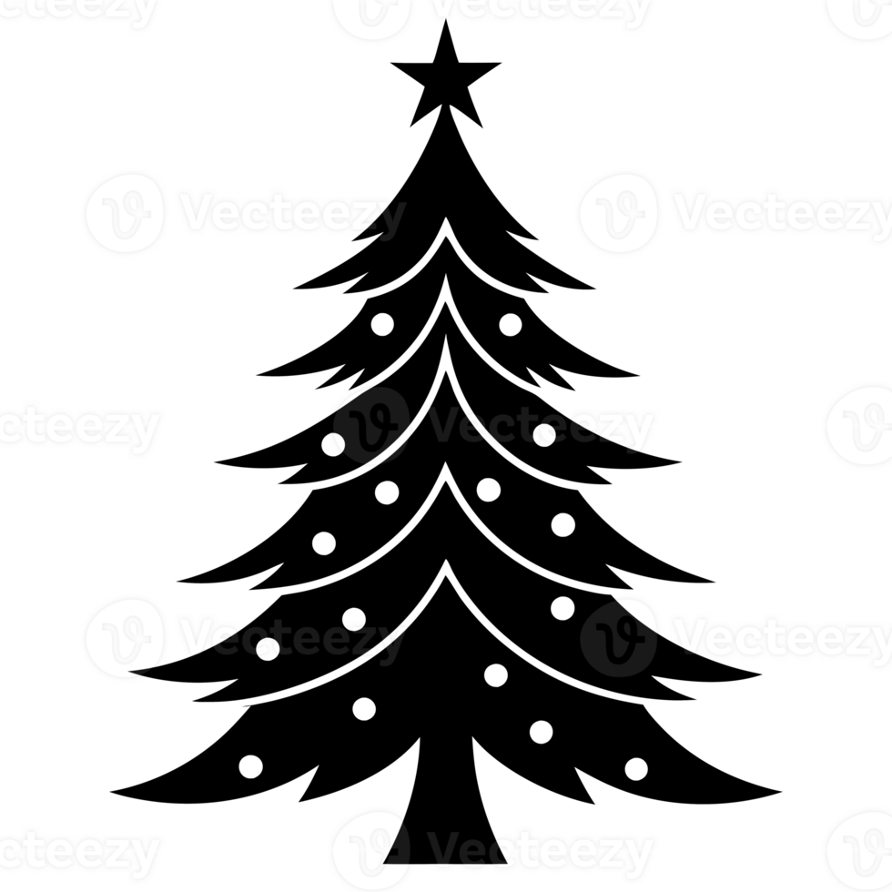 big black silhouette of a Christmas tree cutouts png