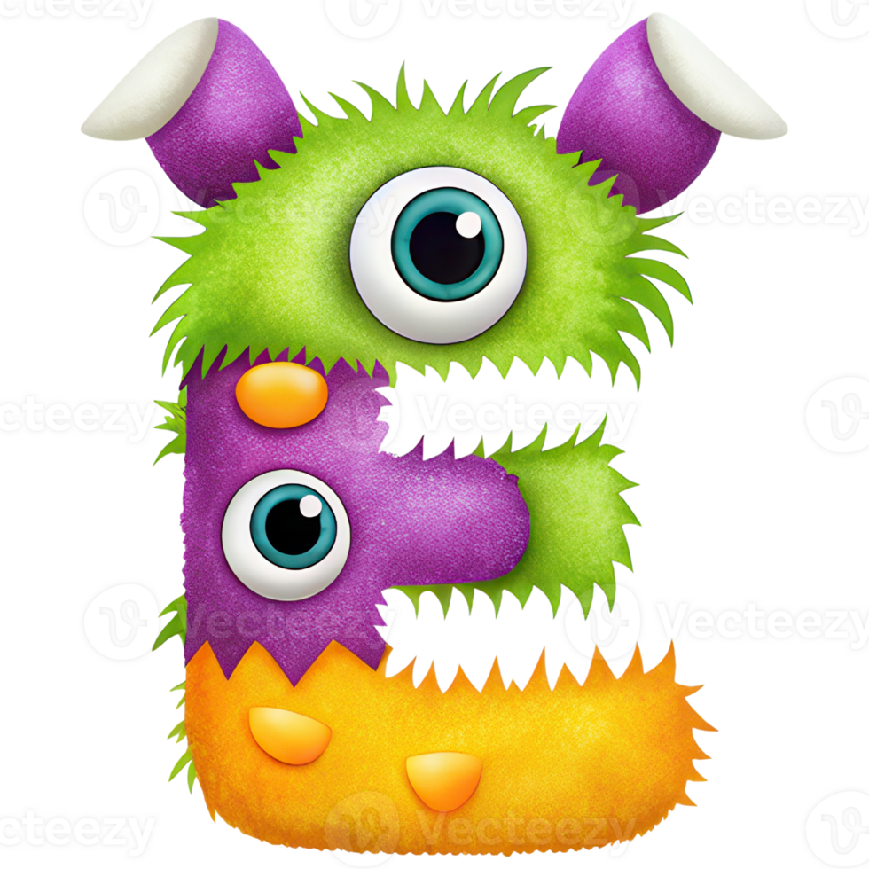 Letter E Monster Alphabet and Number with Cute Colorful Characters png
