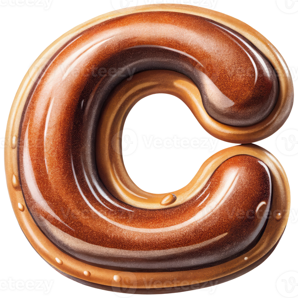 Letter C Set of Chocolate Alphabet Letters Numbers with Glossy Finish and 3D Effect png