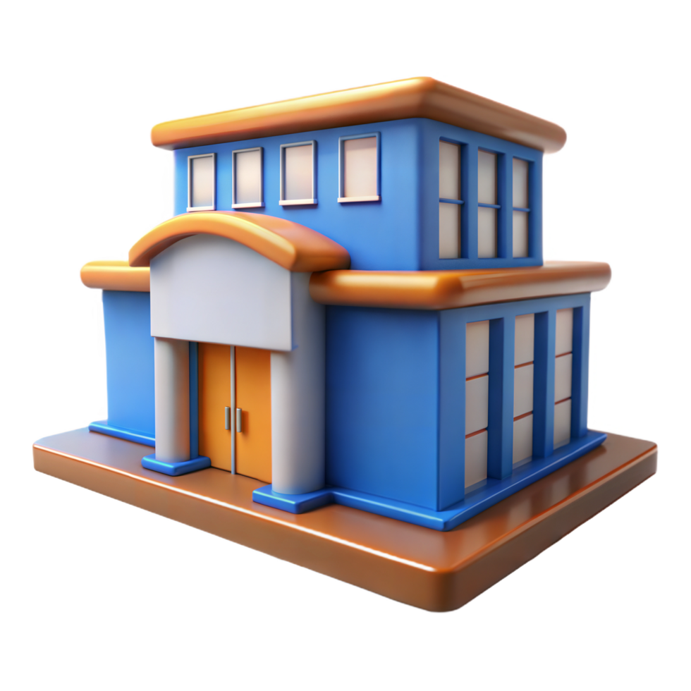 3D isometric illustration of a classic residential house with a porch, featuring a traditional architectural style. png