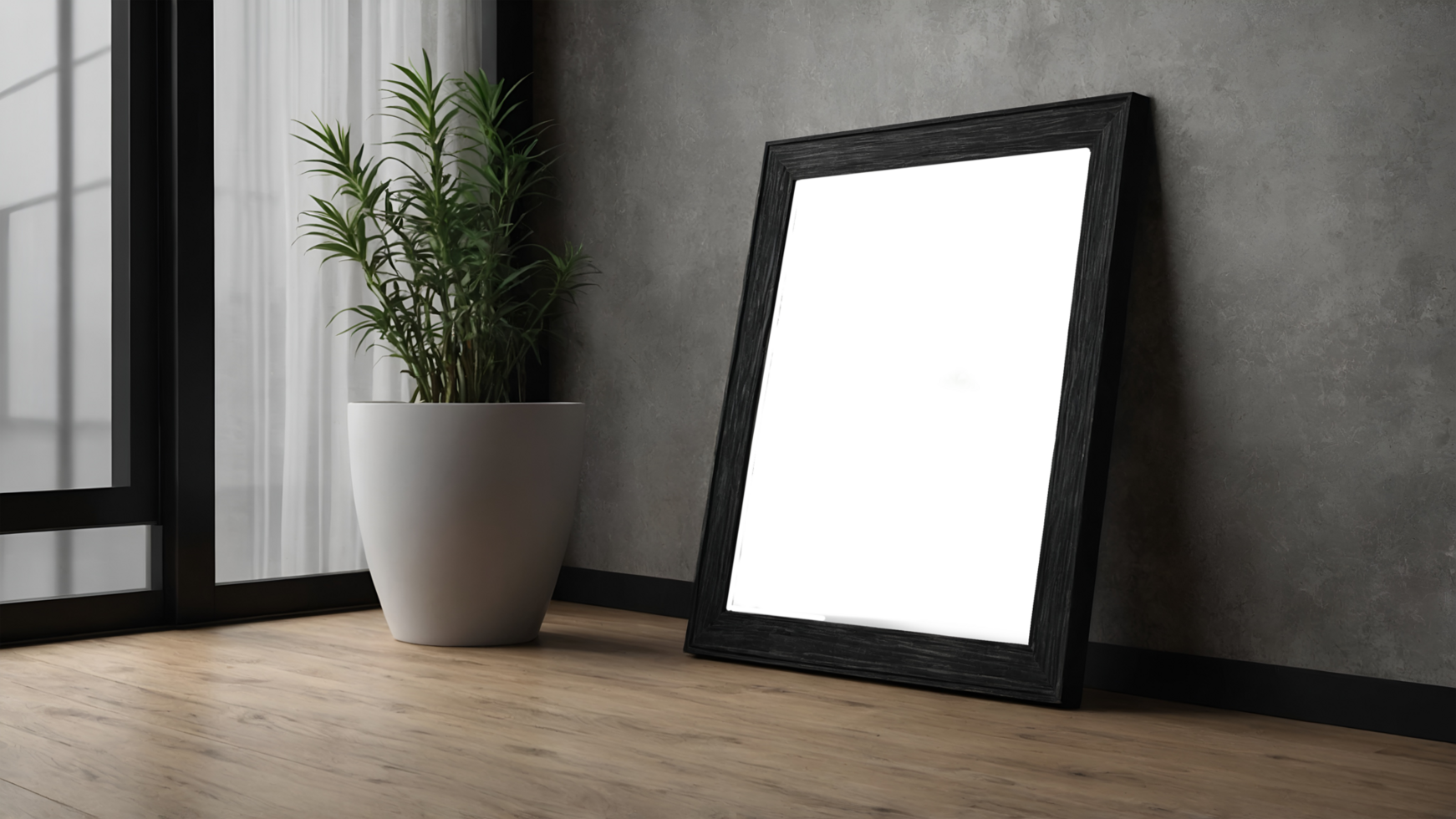 A mirror with a plant in front of it png