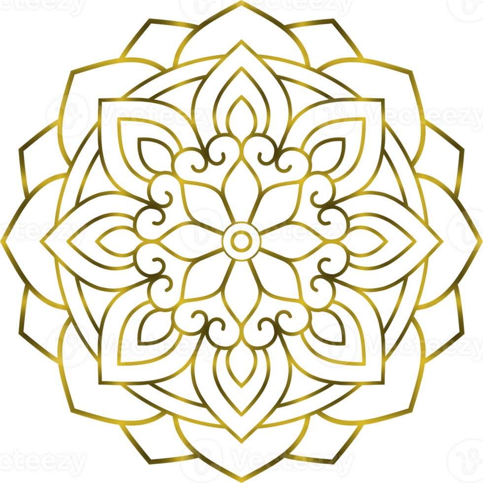 Dancheong a traditional Korean pattern mandala gold on transparent background png