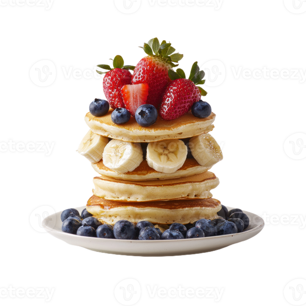 Artistic Pancake Stack with Fruit Garnish png