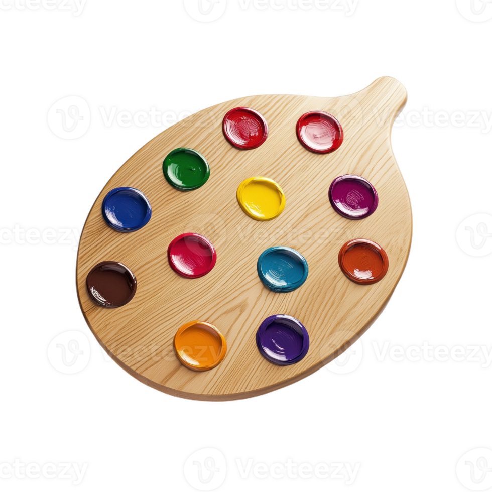 Elegant Artist's Palette with Vibrant Paints Isolate transparency Background png